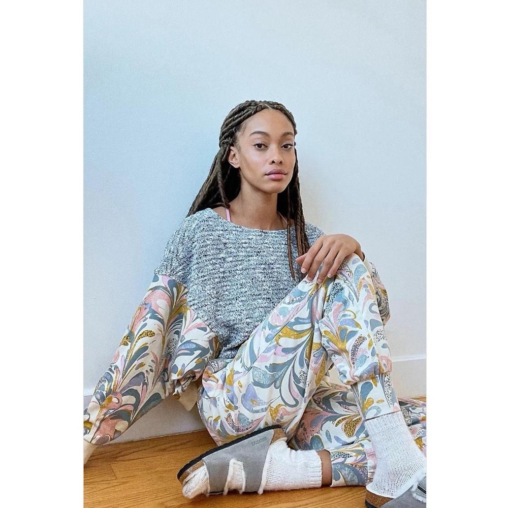Saturday Sunday by Anthropologie Multicolored Flora Printed Sweatshirt Sz L Boho